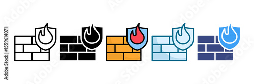 Firewall Icon Set Multiple Style Collection