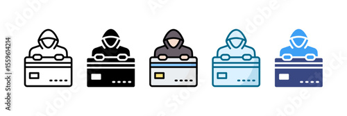 Credit Card Fraud Icon Set Multiple Style Collection