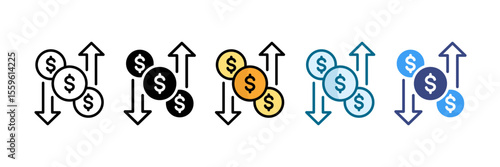 Cash Flow Risk Icon Set Multiple Style Collection