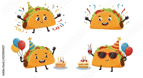 Cartoon tacos celebrating party