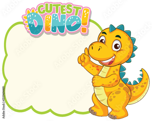 Adorable Cartoon Dinosaur with Blank Sign