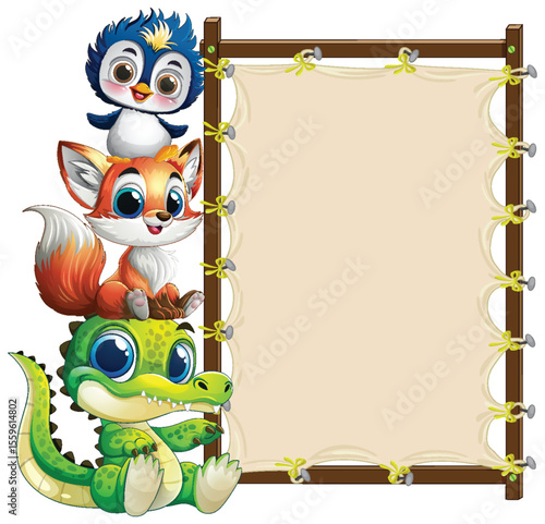 Cute Animal Friends with Blank Sign