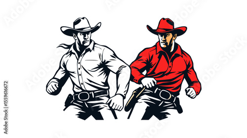 Cowboy Mascot Vector Set – Western Hero Icons
