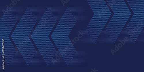 Modern abstract blue background with glowing geometric lines. Blue gradient hexagon shape design. Futuristic technology concept.