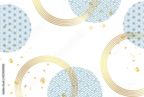 青　円　和柄　背景