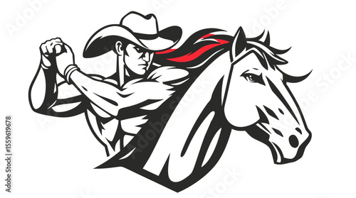 Cowboys and Horses – Western Action Vector Icons