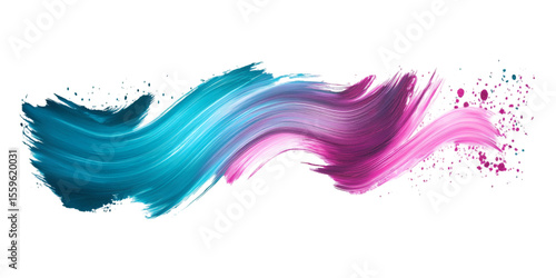 Gradient Stroke with Magenta and Turquoise Colors Isolated on Transparent Background for Artistic Design