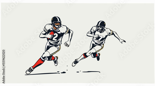 Dynamic American Football Player Vector Illustrations – Action, Speed, and Power