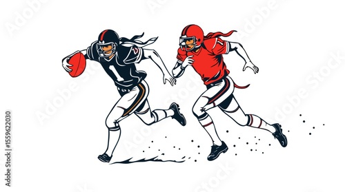 Dynamic American Football Player Vector Illustrations – Action, Speed, and Power