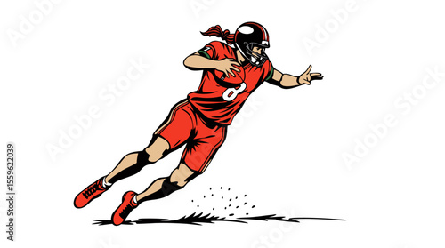 Dynamic American Football Player Vector Illustrations – Action, Speed, and Power