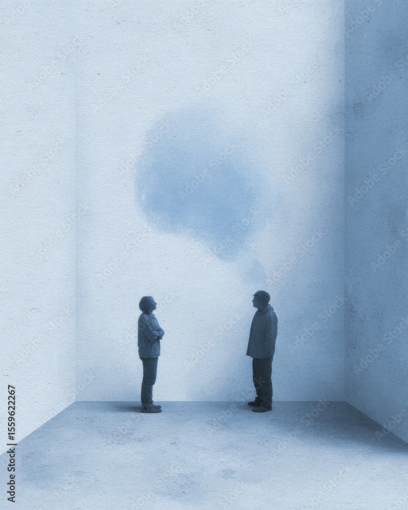 Fototapeta premium Private minimalist meeting private conversation shadows silhouettes