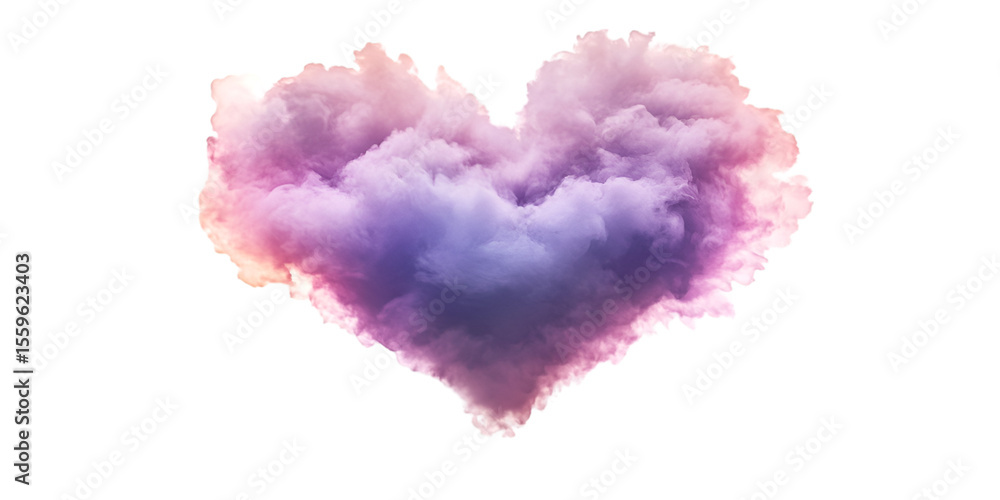 Fototapeta premium Heart Shaped Cloud with Gradient Light Isolated on Transparent Background for Romantic and Conceptual Design
