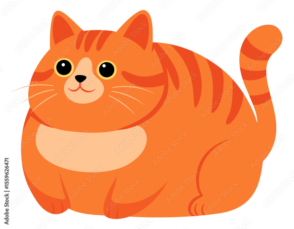 Fototapeta premium Cute fat orange cat. orange cat. Cat vector. Fat cat.