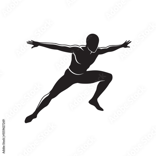 Silhouette of a leaping person with outstretched arms depicting motion and freedom