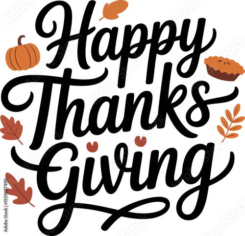 Large pumpkin illustration with ribbon and wood texture effect vector for thanksgiving badge or label print  
