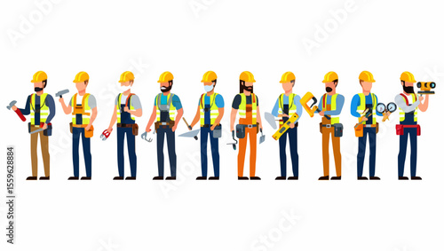 vector illustration of a group of people, labour , worker