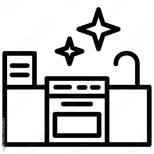 kitchen cleaning line icon