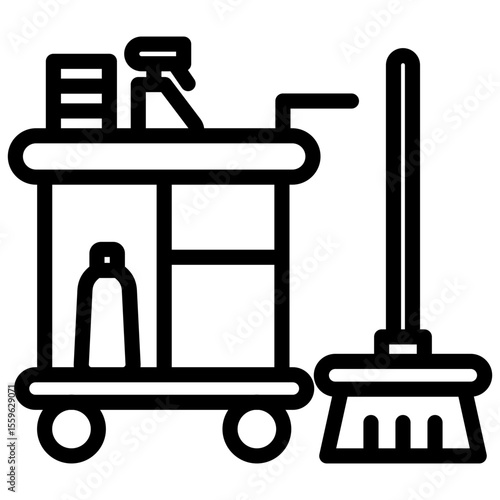 restaurant cleaning line icon