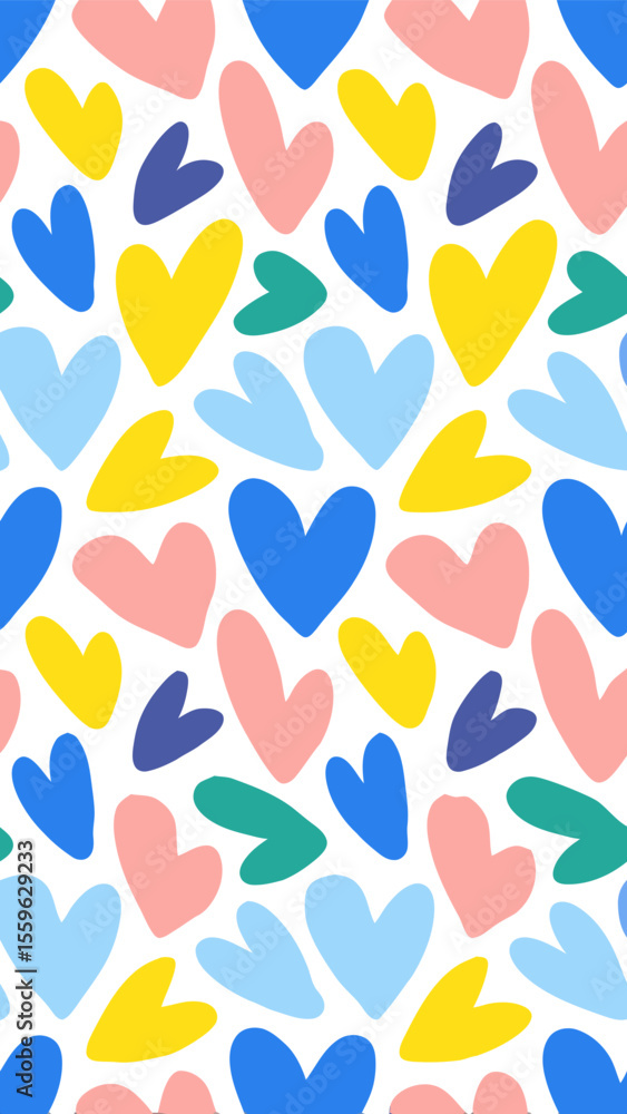Love in Every Stroke: A vibrant collection of hand-drawn hearts in varying shapes and vivid colors, a playful and heartwarming expression of love, unity, and affection. Love in Every Stroke: A vibrant collection of hand-drawn hearts in varying shapes and vivid colors, a playful and heartwarming expression of love, unity, and affection.