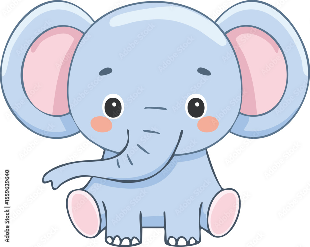 Fototapeta premium A cute, cartoon elephant with large ears and a friendly expression.