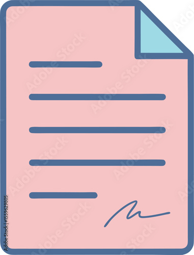 Signed Document Icon – Flat Vector Symbol for Agreement or Approval
