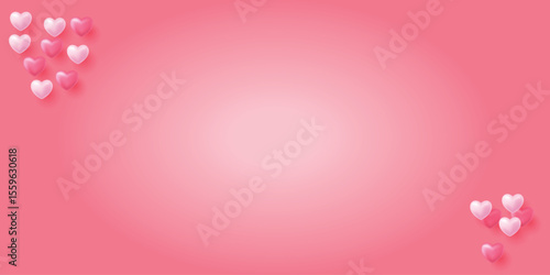 Pink Background with Heart Shapes in Corner Vector – Romantic Love Design Illustration

