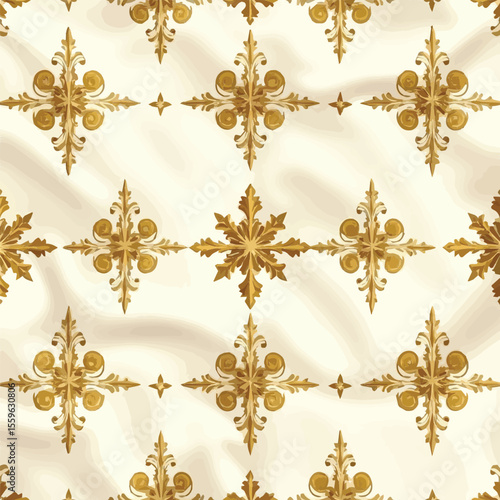 Vintage gold damask floral seamless pattern with classic ornamental texture