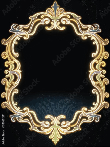 Elegant Ornate Golden Frame  Vintage Design Element for Artwork, Logos & More