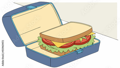 Sandwich in open lunchbox