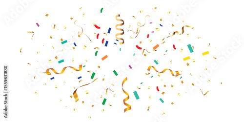 Confetti Explosion Vector – Colorful Celebration Burst with Party Streamers and Glitter Elements. EPS vector illustration