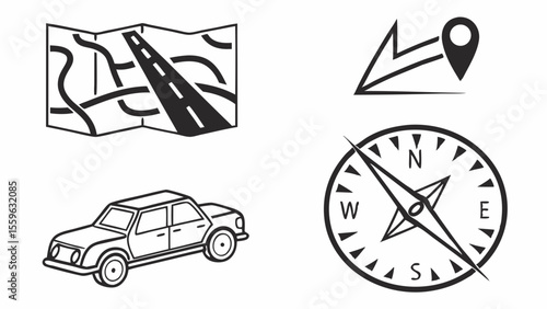 Road trip planning icons