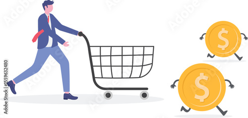 Over spending, consumerism or payment for expensive shopping cost causing debt and financial problem concept.

