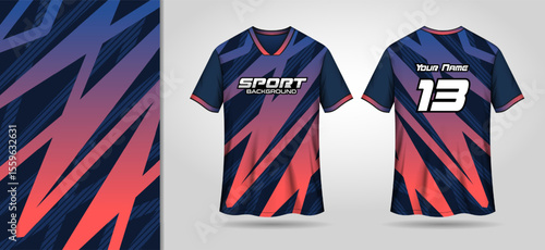 Sport jersey mockup with red strip gradient background