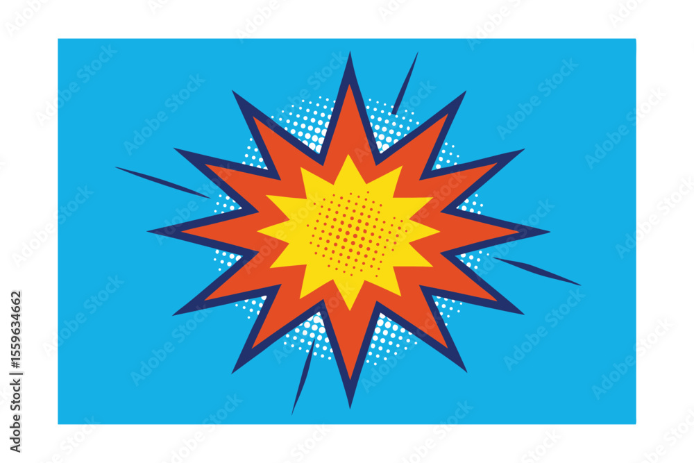 Obraz premium Vibrant Comic Book Explosion Starburst Graphic Design Element