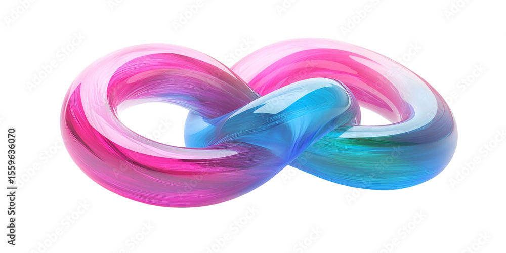 Fototapeta premium Interlocked Spiral Tubes Forming Knot Abstract 3D Graphic Element on Transparent Background