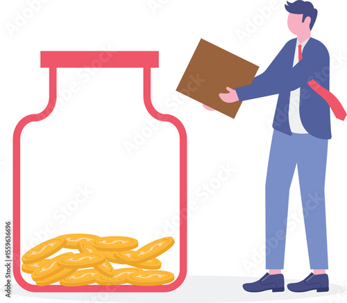 High interest rates concept. character opening savings account and receiving interest on deposits.
