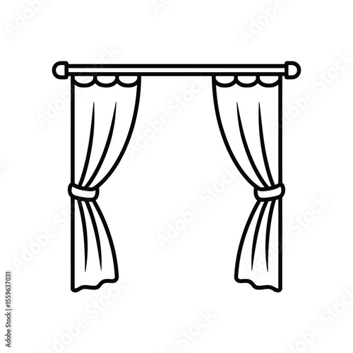 Simple Black Line Art Curtains