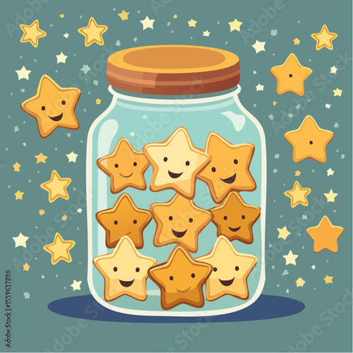 A cookie jar filled with laughing stars – joy in unexpected places.
