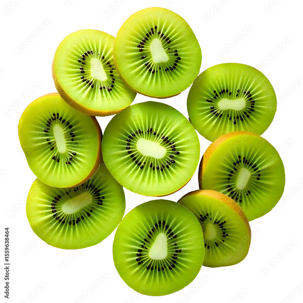 Fototapeta premium Photorealistic Kiwi Slice with Vivid Green Texture and Seeds