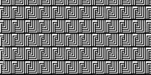 Minimal black square line Seamless geometric pattern with shapes. Decoration and maze ornament square wall tile.	