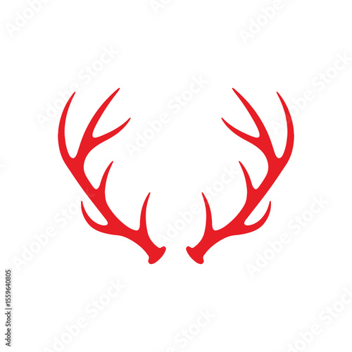 Red antlers silhouette vector flat illustration design.