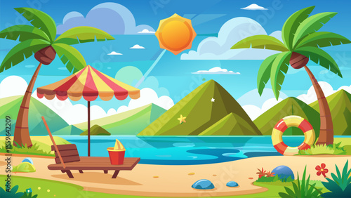 Tranquil Tropical Beach. Summer Vacation Getaway