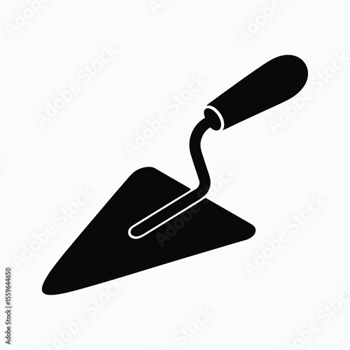 Black and White Icon of a Masonry Trowel