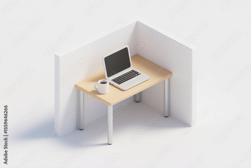 Fototapeta premium Office Desk Prop Isolated with Empty Margins