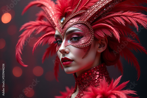 Wallpaper Mural Red Feather Headdress with Gold Accents on Dark Background

 Torontodigital.ca