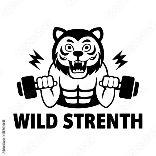 tiger lifting dumbbells