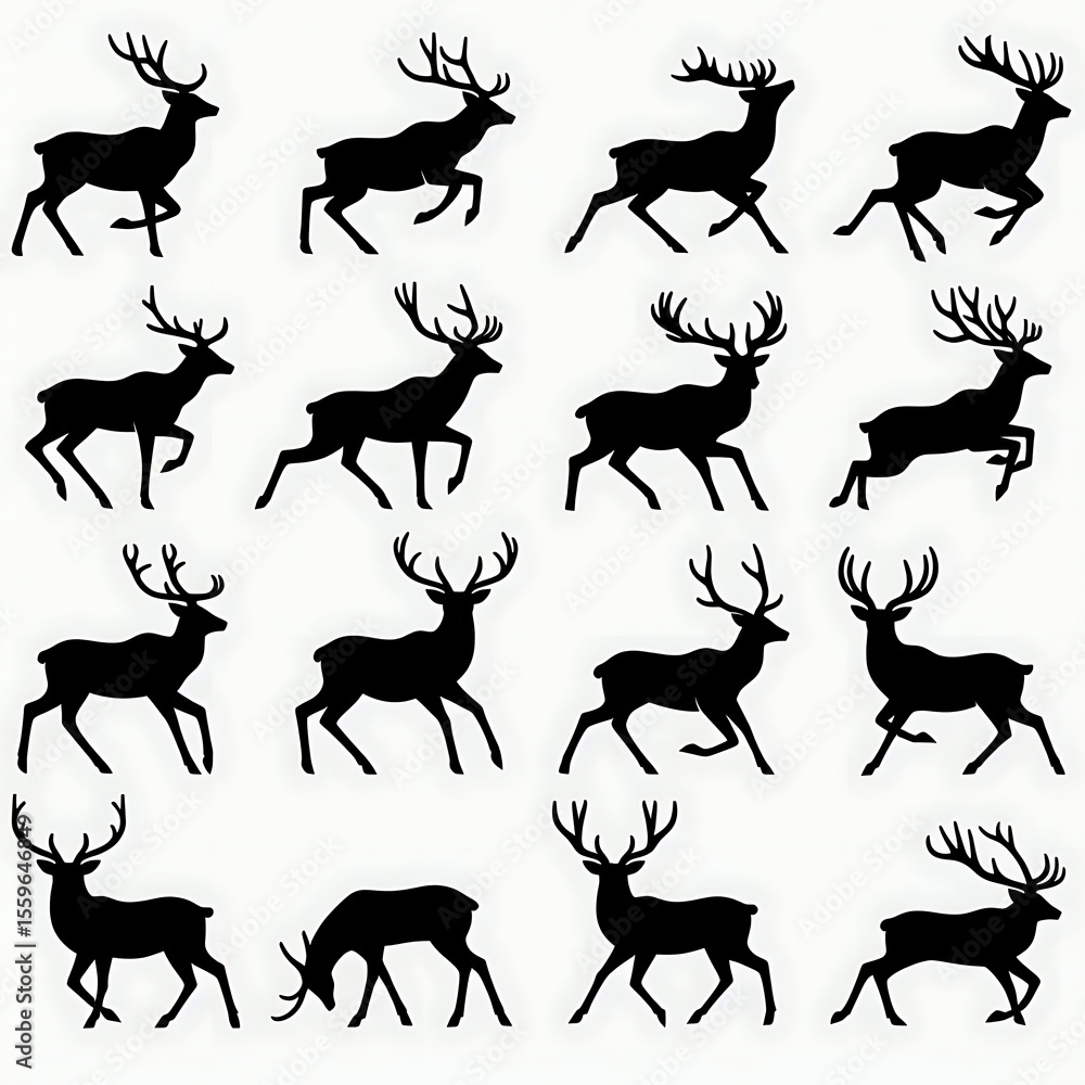 Fototapeta premium Minimalist Reindeer Silhouettes