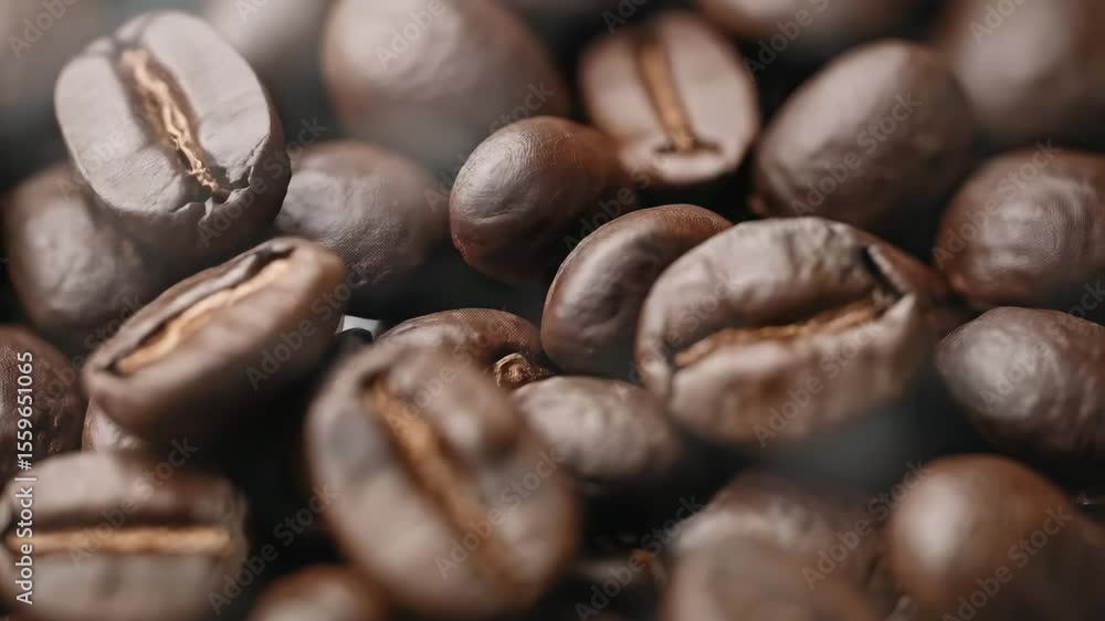aromatic coffee beans as steam rises aromatic coffee beans as steam rises