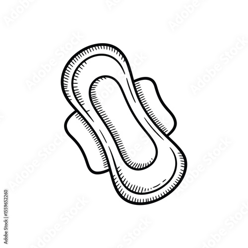 Sanitary pad sketch illustration feminine hygiene product menstrual protection doodle drawing