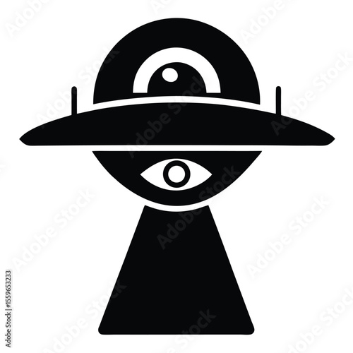 alien UFO vector, space ship icon, extraterrestrial silhouette, sci-fi UFO line art, alien invasion symbol

